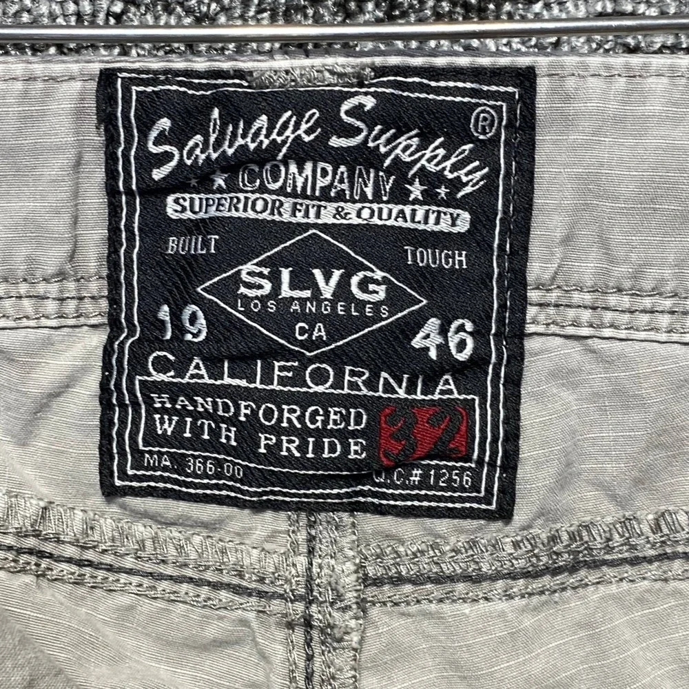 Salvage Supply Co Cargo Shorts Mens 32 Gray Embroidered Flap Pocket Workwear